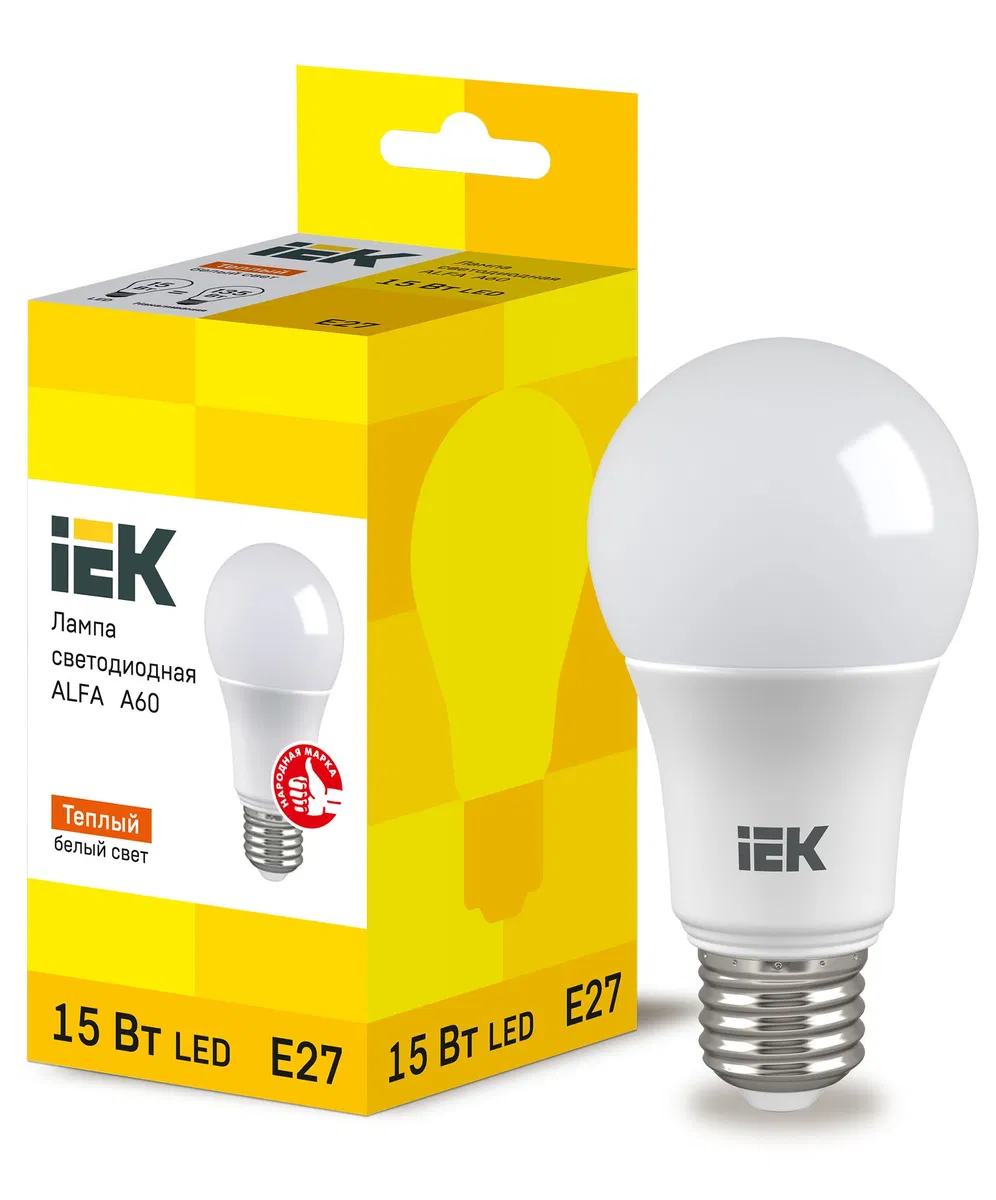 Лампа светодиодная ALFA A60 груша 15Вт 230В 3000К E27 IEK LLA-A60-15-230-30-E27