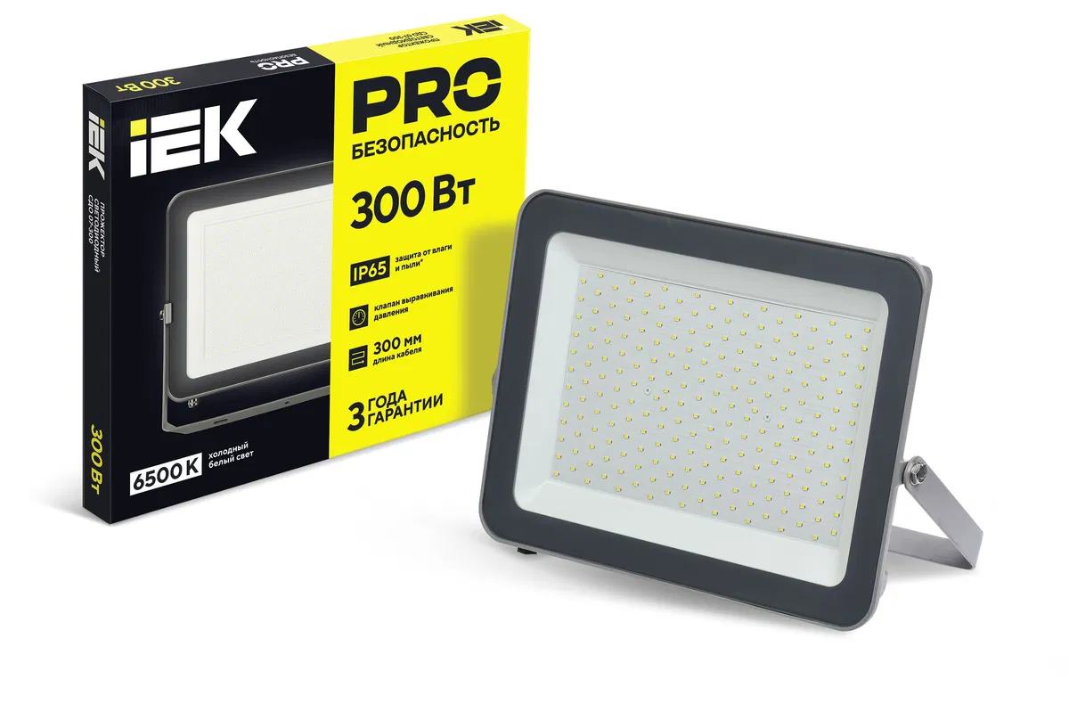 LED投光灯 СДО 07-300 灰色 IP65 IEK LPDO701-300-K03