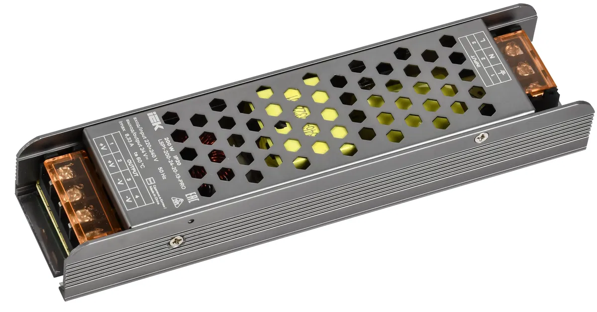 Драйвер LED ИПСН-PRO 200Вт 24В блок - клеммы IP20 IEK LSP1-200-24-20-13-PRO