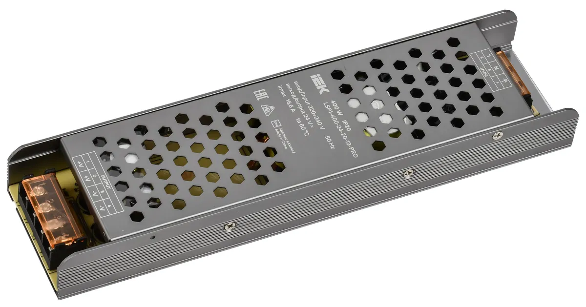Драйвер LED ИПСН-PRO 400Вт 24В блок - клеммы IP20 IEK LSP1-400-24-20-13-PRO