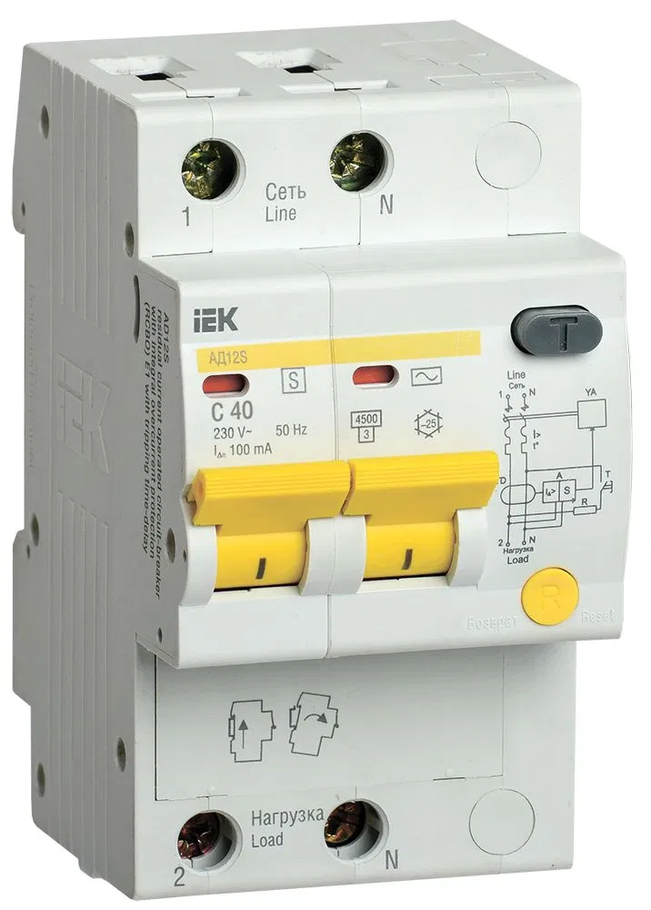 KARAT Residual current circuit breaker AD12S 2P 40A 100mA type AC IEK MAD13-2-040-C-100
