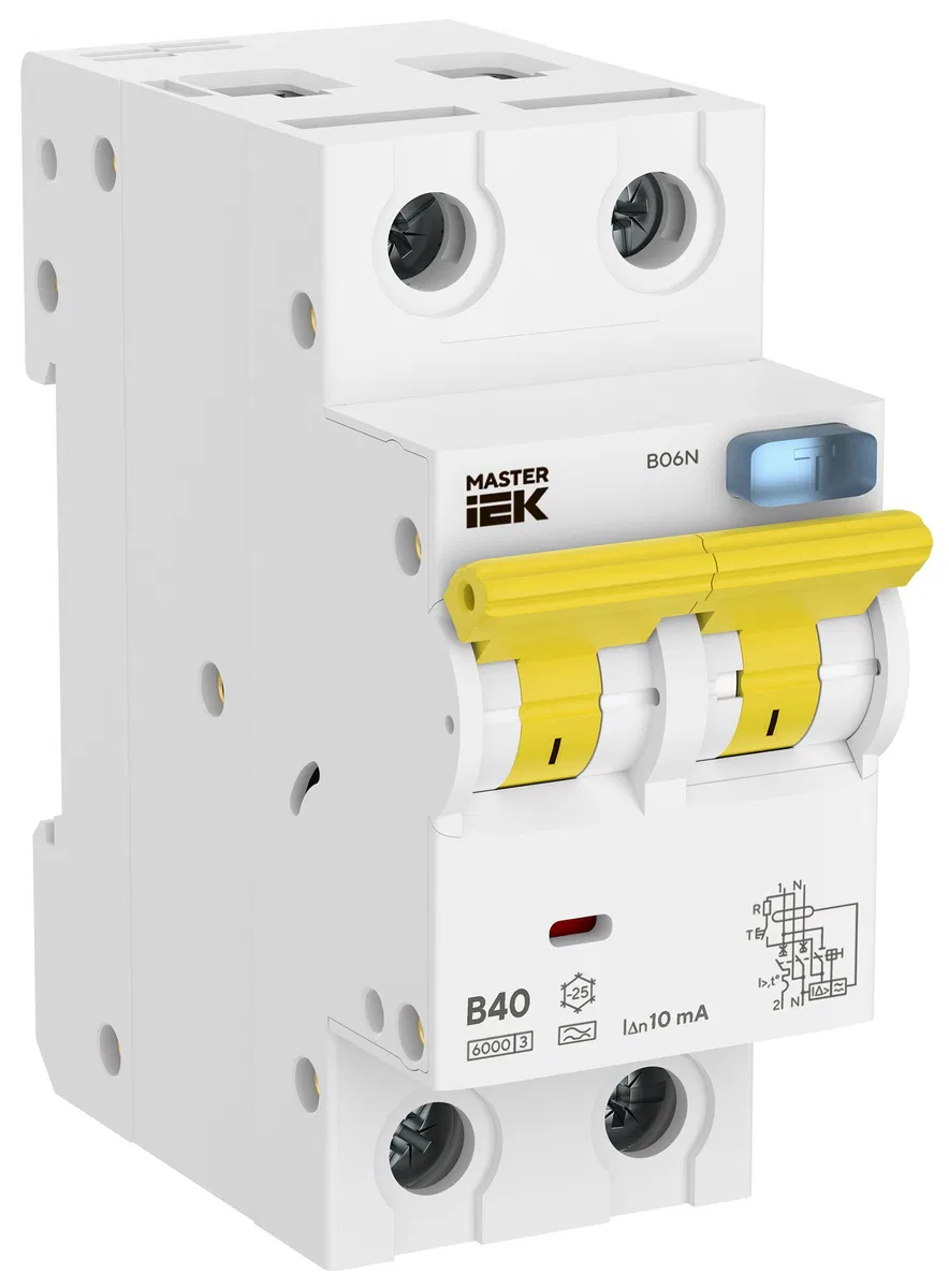 Residual current circuit breaker B06N 1P+NP B40 10mA type A MASTER IEK MI-B06N-1N-B40A010