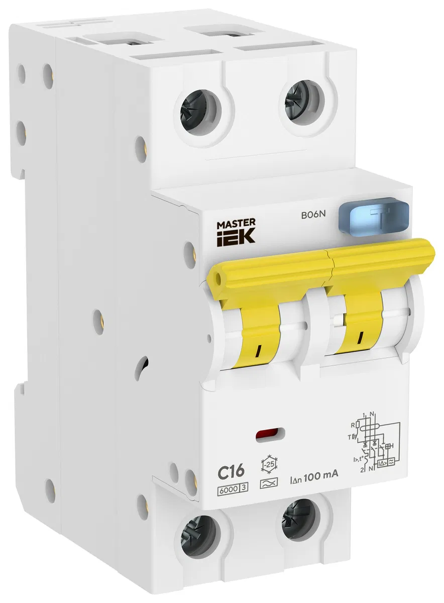 Residual current circuit breaker B06N 1P+NP C16 100mA type A MASTER IEK MI-B06N-1N-C16A100