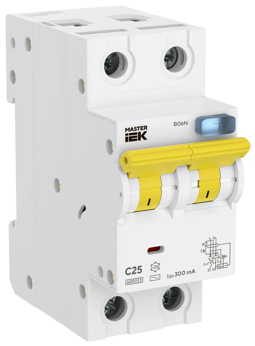 剩余电流断路器 B06N 1P+NP C25 300mA 型 AC MASTER IEK MI-B06N-1N-C25C300