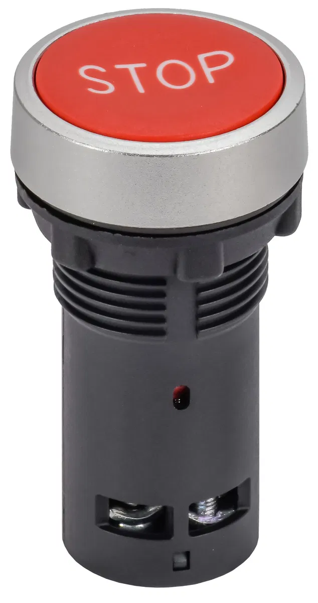 Кнопка IP65 с маркировкой "STOP" моноблок 1NO+1NC красная MASTER IEK MI-BT70-SP-3-22-K04