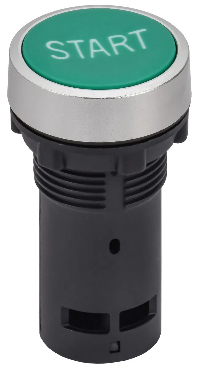 IP65 button marked "START" monoblock 1NO green MASTER IEK MI-BT70-ST-1-22-K06