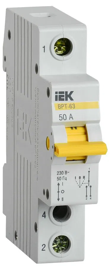 Выключатель-разъединитель трехпозиционный ВРТ-63 1P 50А IEK MPR10-1-050