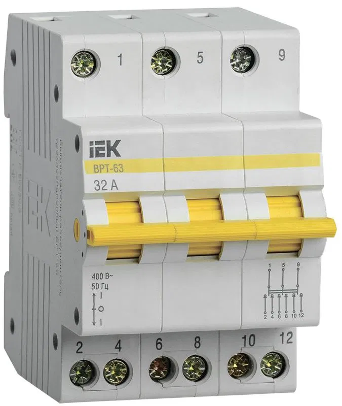 Выключатель-разъединитель трехпозиционный ВРТ-63 3P 32А IEK MPR10-3-032