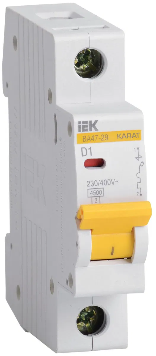 KARAT Автоматический выключатель ВА47-29 1P D 1А 4,5кА IEK MVA20-1-001-D