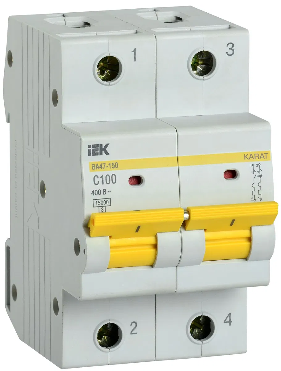KARAT Автоматический выключатель ВА47-150 2P C 100А 15кА IEK MVA50-2-100-C