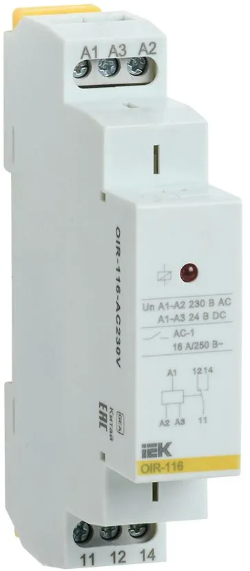 Промежут. реле.OIR 1 конт (16А). 230 В AC IEK OIR-116-AC230V IEK