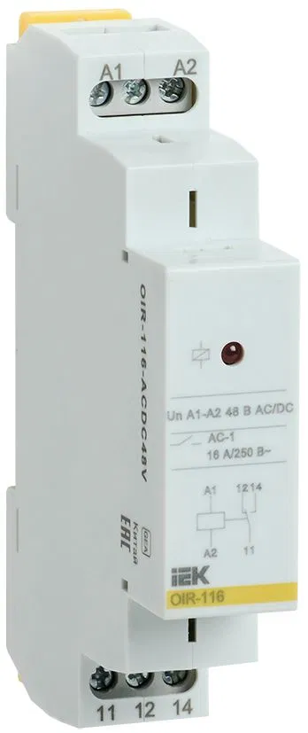 Реле промежуточное модульное OIR 1 контакт 16А 48В AC/DC IEK OIR-116-ACDC48V