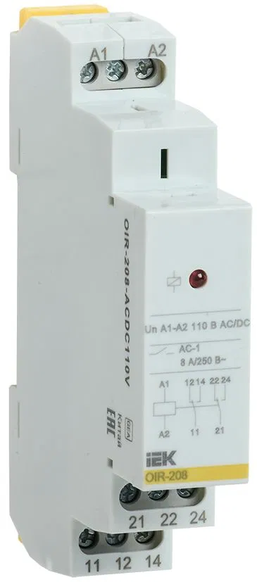 Реле промежуточное модульное OIR 2 контакта 8А 110В AC/DC IEK OIR-208-ACDC110V