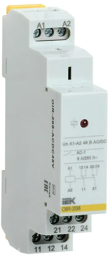Реле промежуточное модульное OIR 2 контакта 8А 48В AC/DC IEK OIR-208-ACDC48V