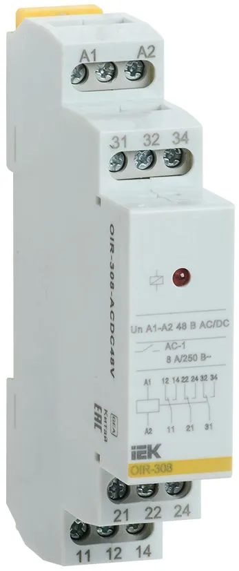 Реле промежуточное модульное OIR 3 контакта 8А 48В AC/DC IEK