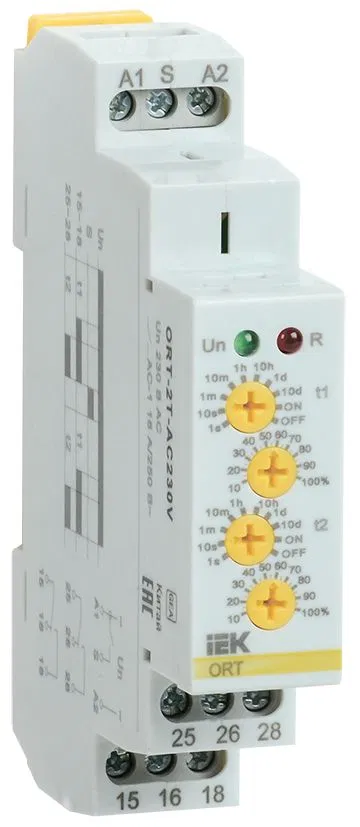 Реле времени ORT 2 контакта 2 уставки 230В AC IEK ORT-2T-AC230V