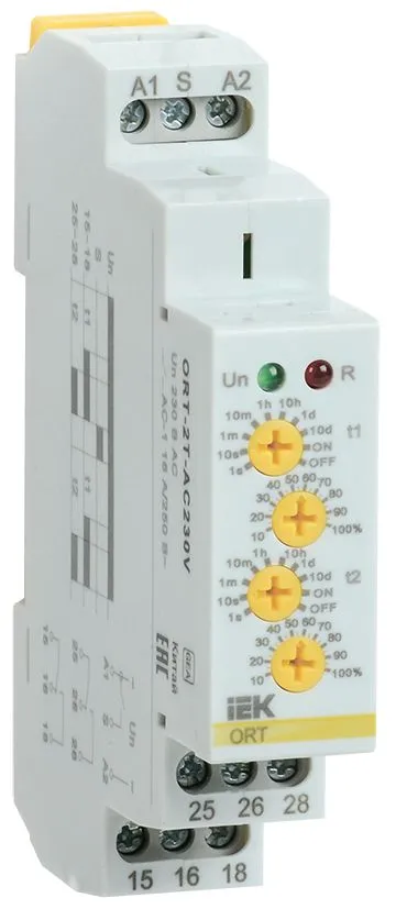Реле времени ORT 2 конт. 2 уст. 230 В AC IEK ORT-2T-AC230V IEK