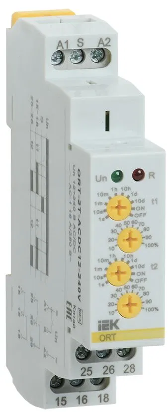 Реле времени ORT 2 контакта 2 уставки 12-240В AC/DC IEK ORT-2T-ACDC12-240V
