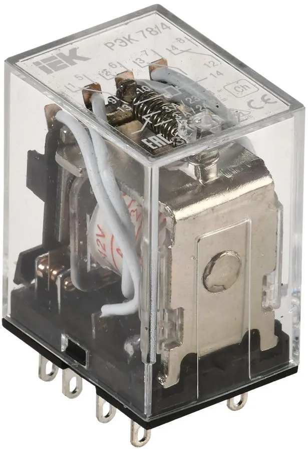 Реле РЭК78/4(MY4) с индикацией 3А  12В АC ИЭК RRP20-4-03-012A-LED IEK