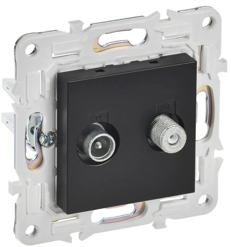 Розетка двойная TV+SAT SKANDY SK-A13Bl черн. IEK SK-AF20-O-K02