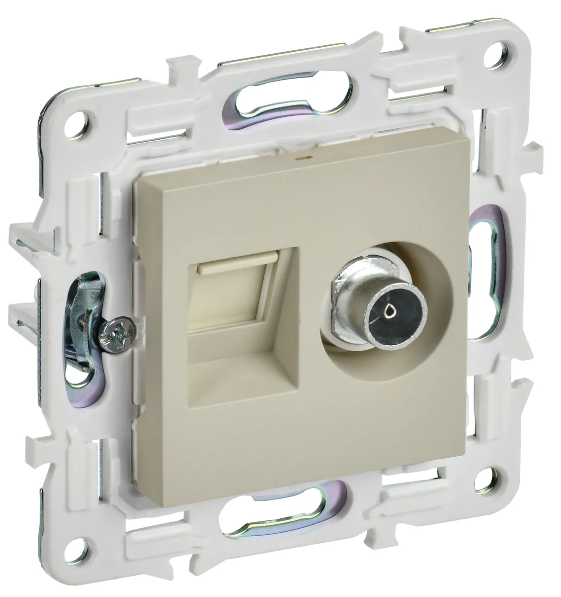 SKANDY Розетка двойная TV+RJ45 кат.6 SK-A15B бежевый SK-AK20-2-K10 IEK