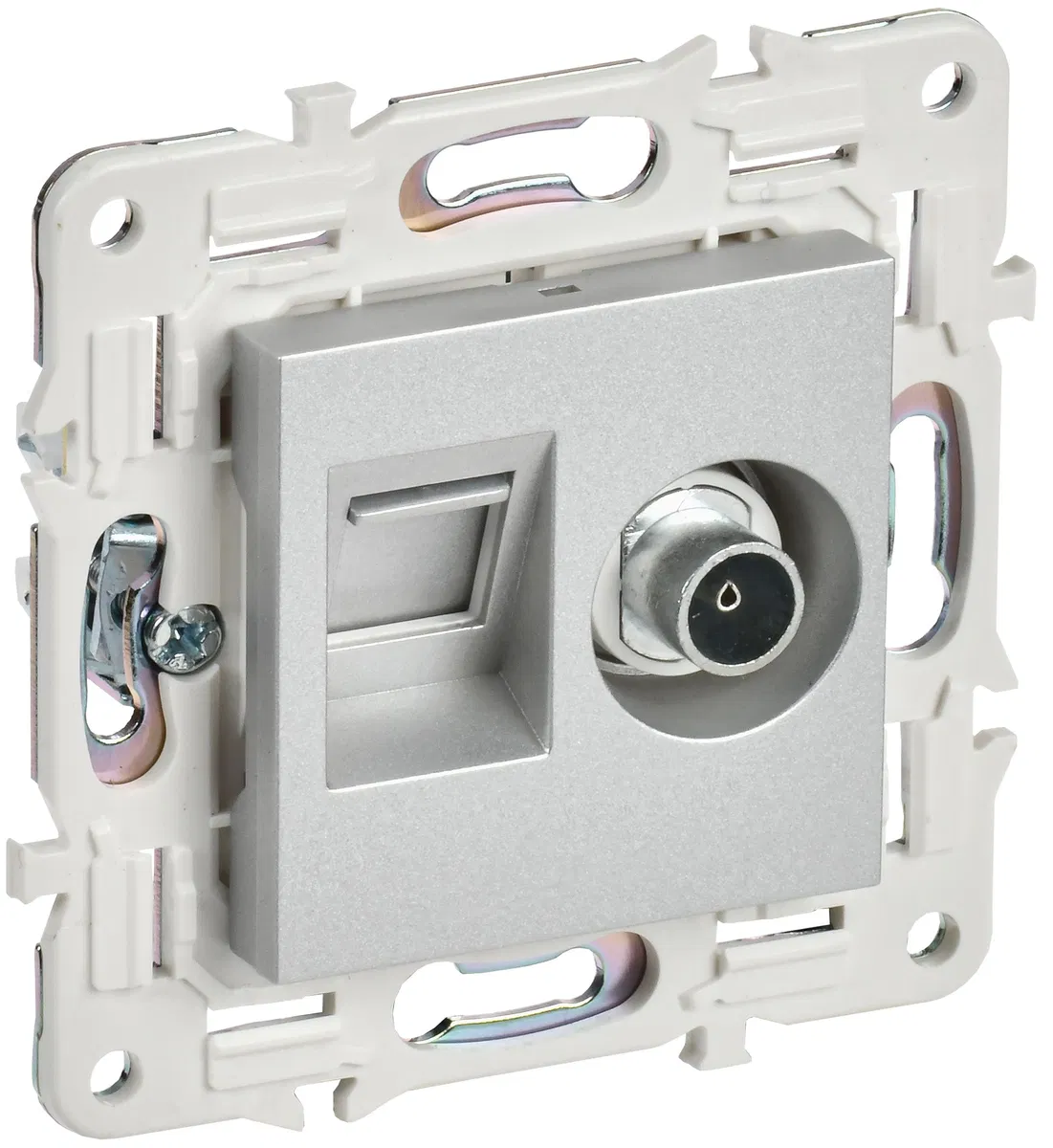 SKANDY Розетка двойная TV+RJ45 кат.6 SK-A15S серебряный IEK SK-AK20-2-K23