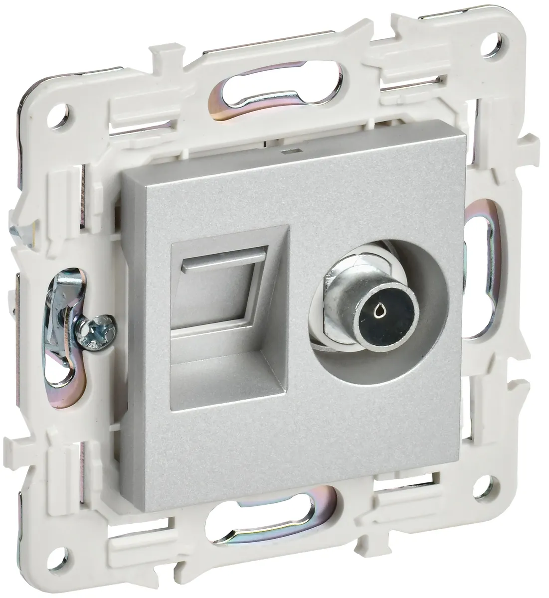 SKANDY Розетка двойная TV+RJ45 кат.6 SK-A15S серебряный IEK