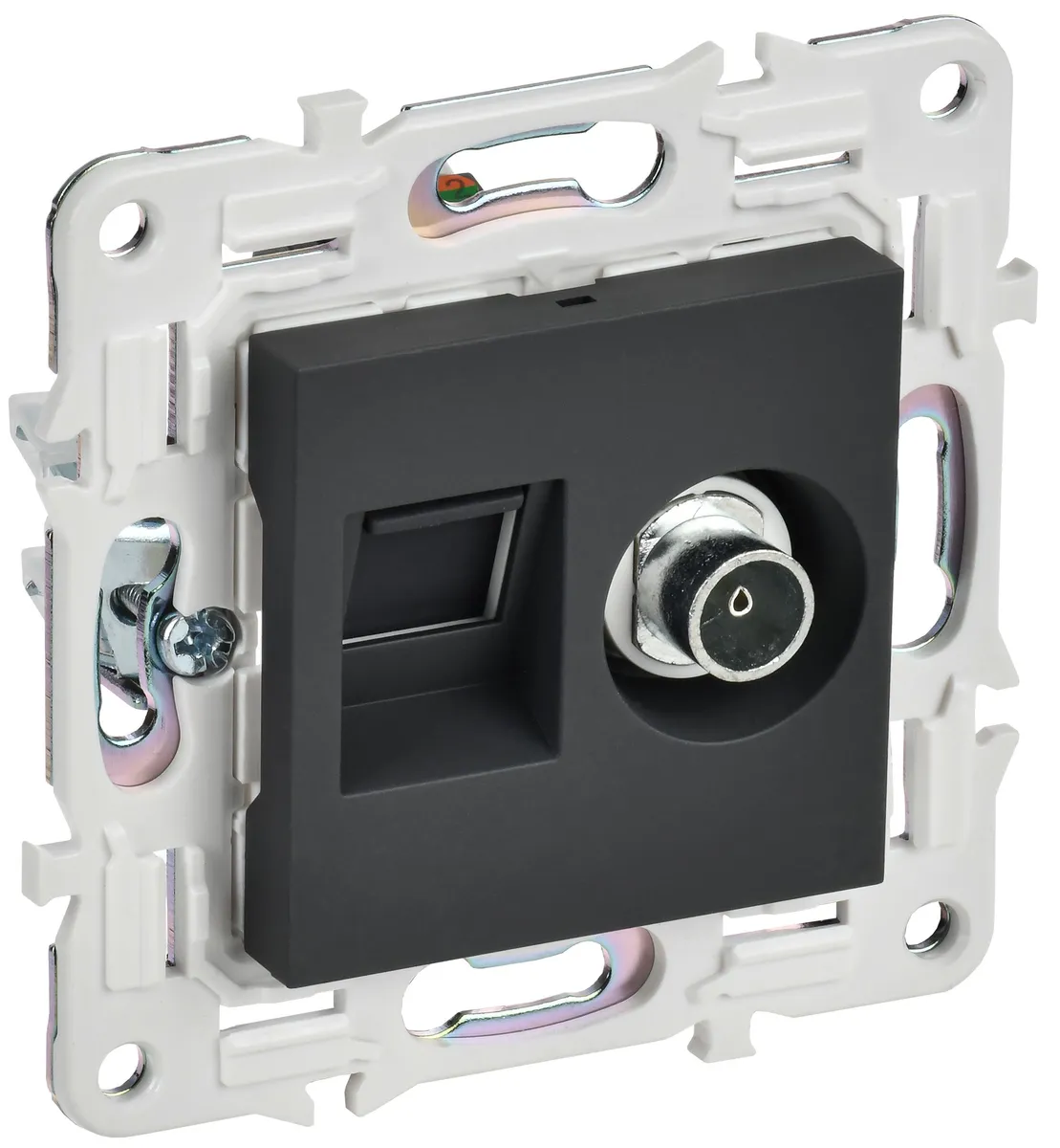 SKANDY Розетка двойная TV+RJ45 кат.6 SK-A15G графит SK-AK20-2-K53 IEK