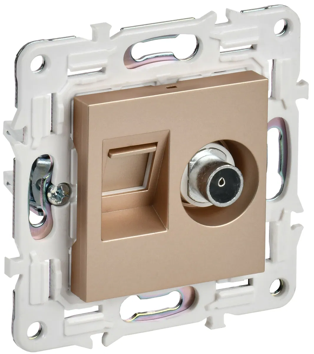 SKANDY Розетка двойная TV+RJ45 кат.6 SK-A15Sa песочный IEK SK-AK20-2-K98