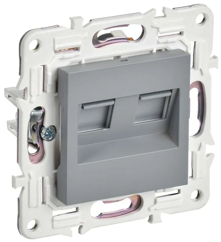 Розетка компьютерная двойн. RJ45 кат.5E SKANDY SK-K03Gr сер. IEK SK-K20-1-K03