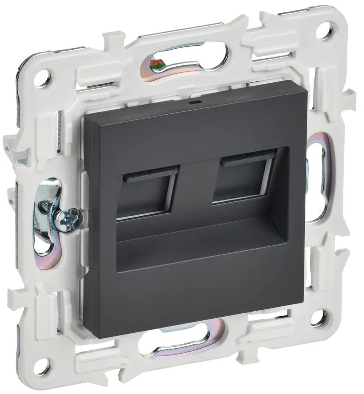 Розетка компьютерная двойн. RJ45 кат.5E SKANDY SK-K03T титан IEK SK-K20-1-K48