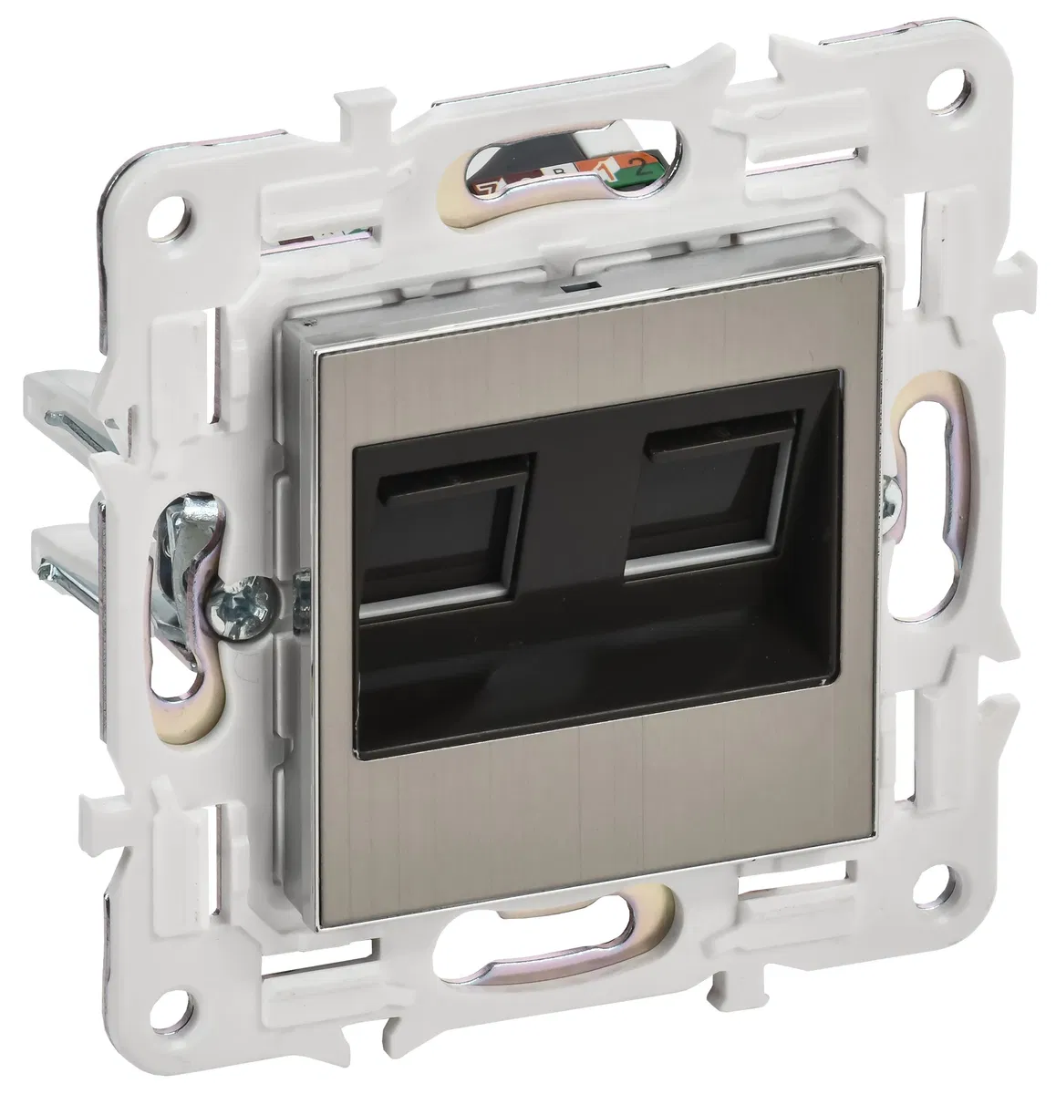 SKANDY Розетка компьютерная двойная RJ45 кат.6 SK-K04N металл никель IEK SK-K20-2-K50
