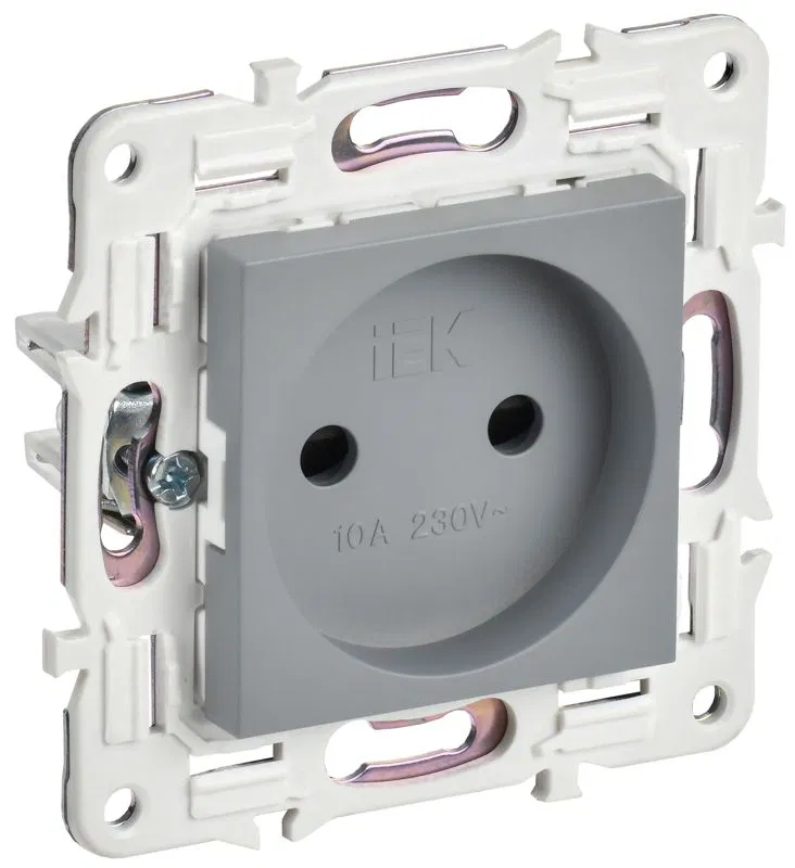 Розетка SKANDY 10А без заземл. защ. шторки SK-R01Gr сер. IEK SK-R13-10-K03