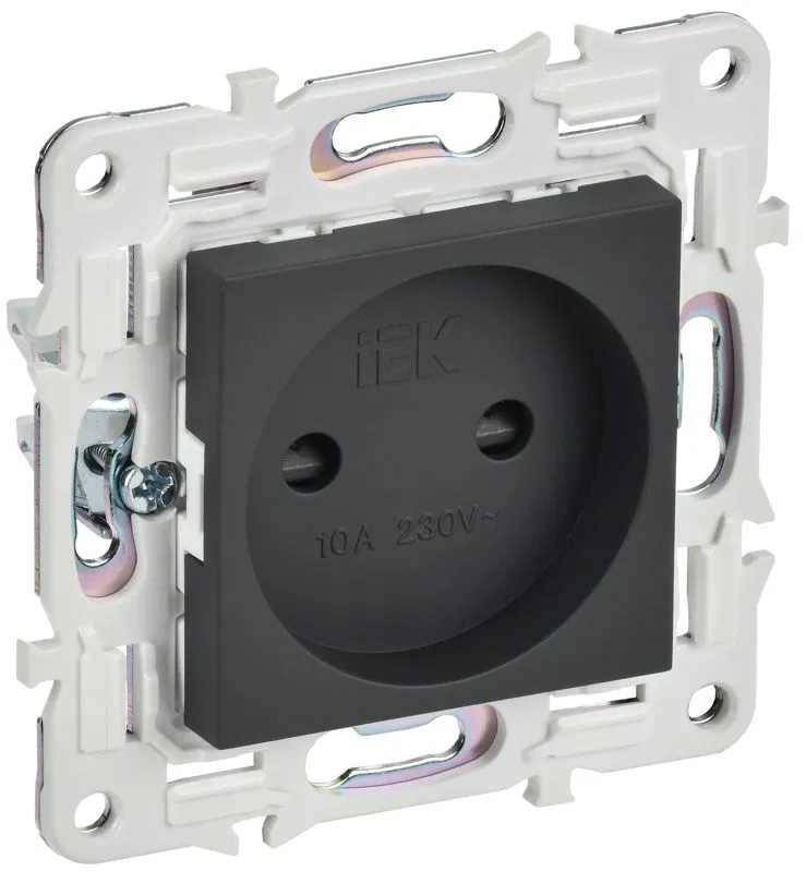 Розетка SKANDY 10А без заземл. защ. шторки SK-R01G графит IEK SK-R13-10-K53
