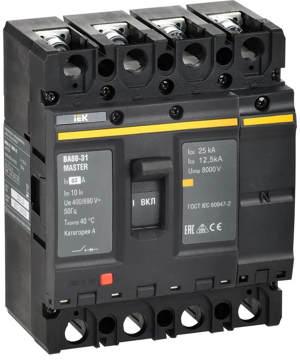 Circuit breaker VA88-31 4P 63A 25kA MASTER IEK SVA00-4-0063-02