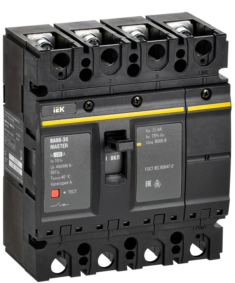 Выключатель автоматический ВА88-35 4P 125А 35кА MASTER IEK