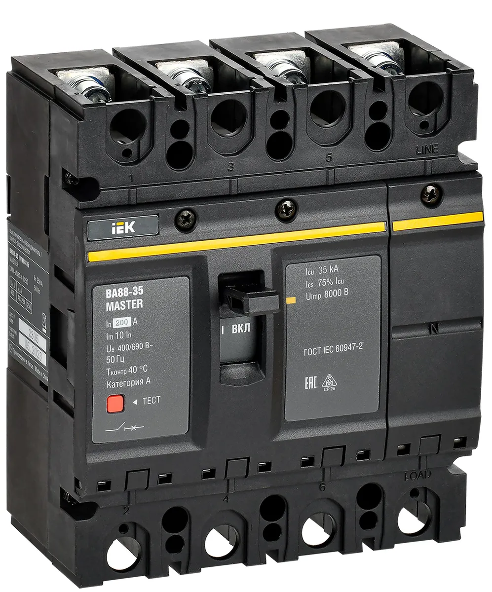 Выключатель автоматический ВА88-35 4P 200А 35кА MASTER IEK