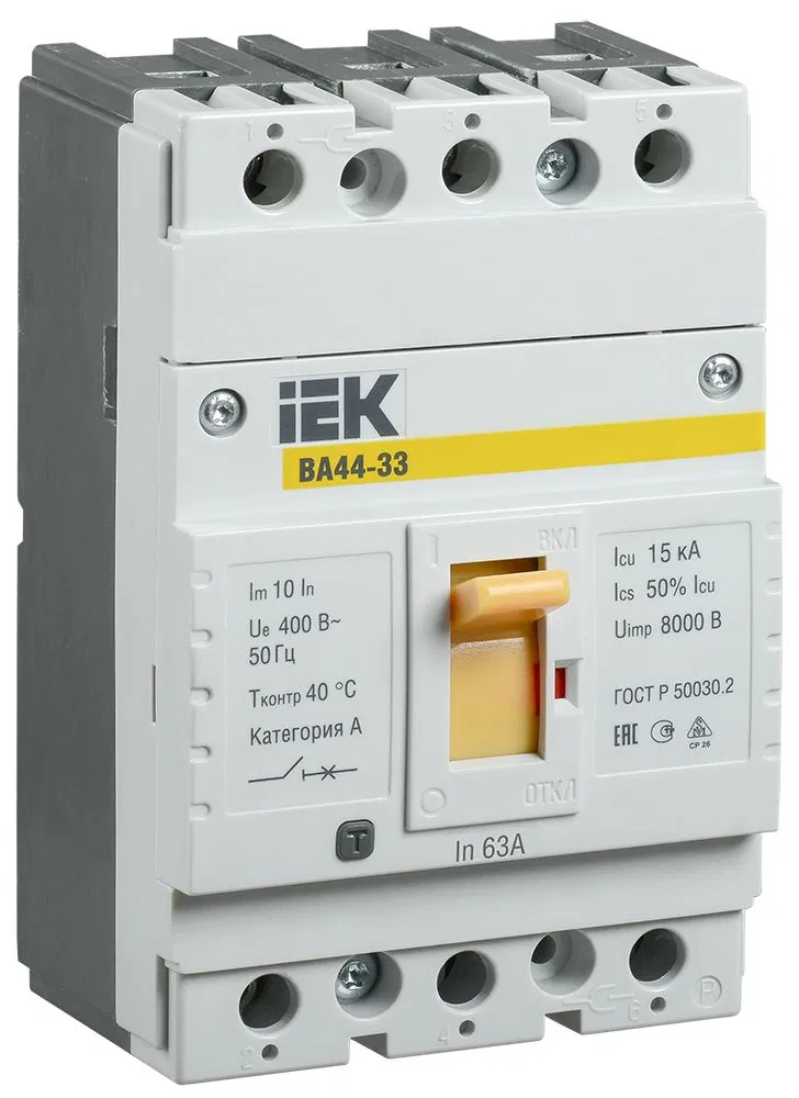 Выключатель автоматический ВА44-33 3Р 63А 15кА IEK SVA4410-3-0063