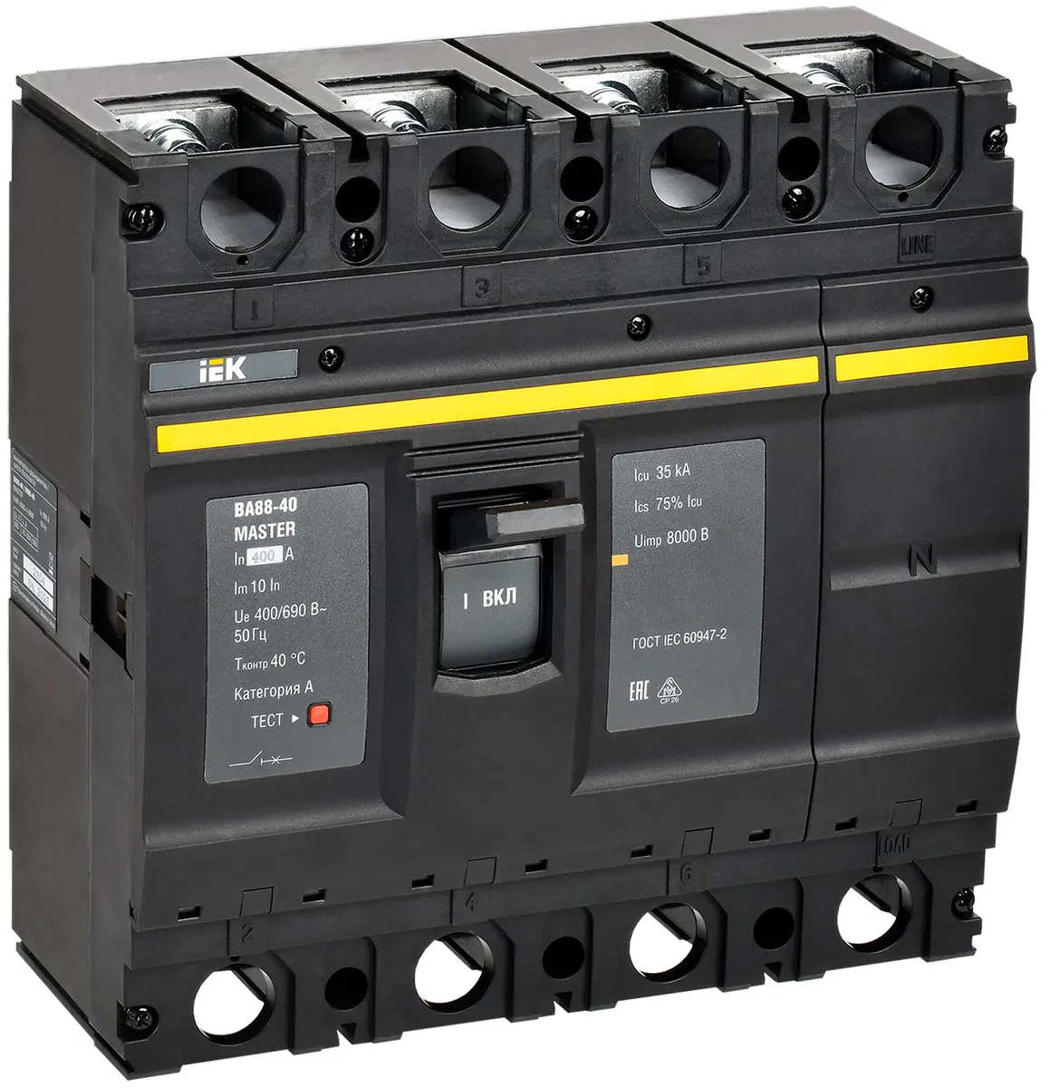 微型断路器 ВА88-40 4P 400A 35kA MASTER IEK SVA50-4-0400-02