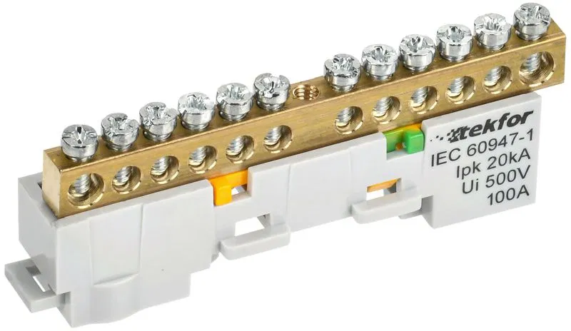 Шина PE "земля" неизол. на универс. держ. 6х9-12-Ж TEKFOR IEK TF-NN10-12-DL-K05