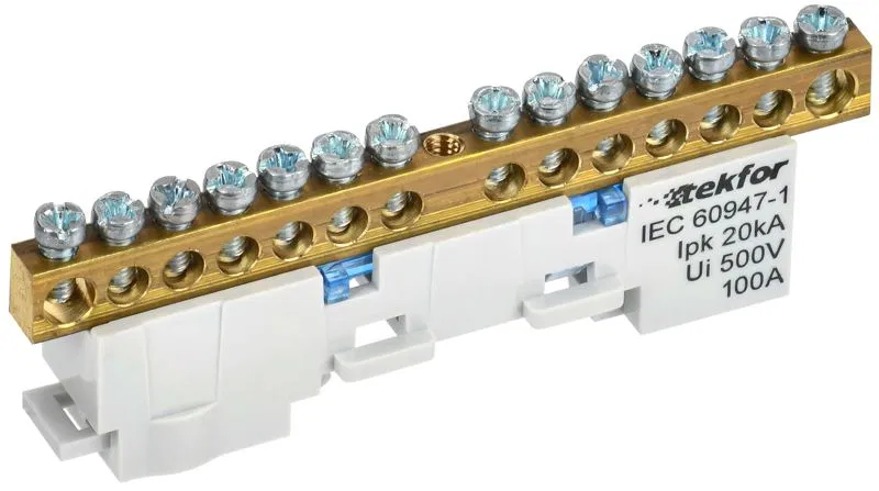 Шина TEKFOR N "ноль" неизол. на универс. держ. 6х9-14-С IEK TF-NN10-14-DL-K07