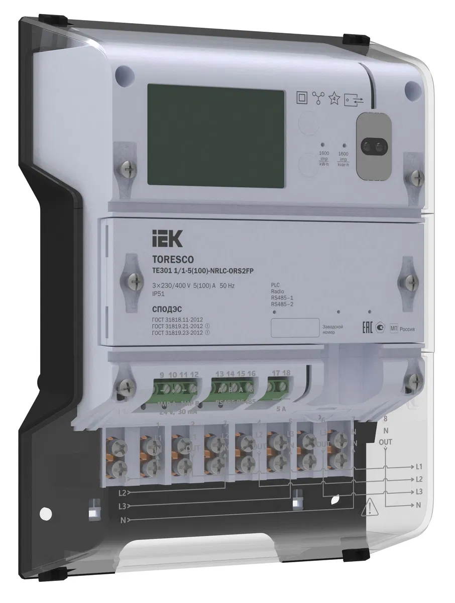 TORESCO electricity meter TE301 1/1-5(100)-NRLC-ORS2FP IEK TR-TE301-100-1-RS2FP