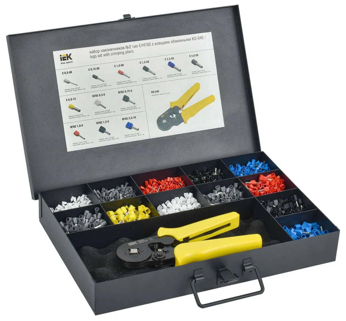 Set of Ferrules No.2 type NShVI/NShVI(2) with crimping pliers KO-04 IEK UNE10-N02-13-3451