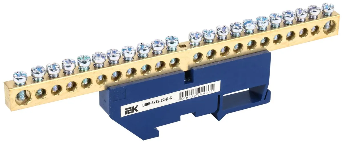 Шина N "ноль" на DIN-изол ШНИ-8х12-22-Д-С IEK YNN10-812-22D-K07 IEK