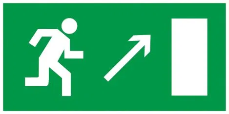 Self-adhesive label 200x100mm "Direction to emergency exit right up" IEK YPC30-2010NEV-NAPRVV