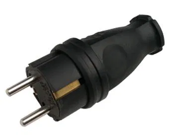Straight plug with protective cover rubber 16A IP44 black 9210 IN HOME 4690612010236