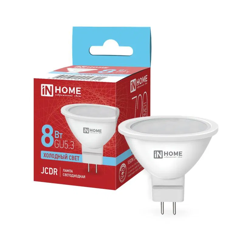 LED-JCDR-VC LED灯 8W 反射灯 6500K 冷白 GU5.3 720lm 230V IN HOME 4690612024721