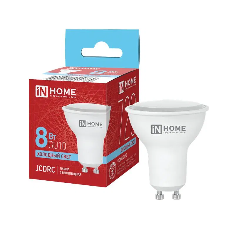 Лампа светодиодная LED-JCDRC-VC 8Вт рефлектор 6500К холод. бел. GU10 720лм 230В IN HOME 4690612024769