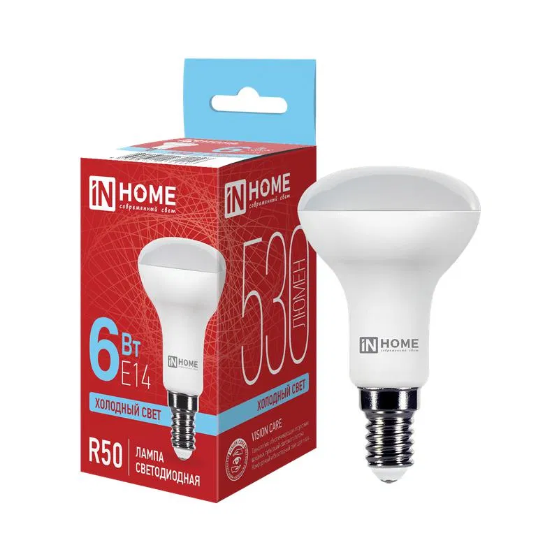 LED-R50-VC 6W LED灯 射灯 6500K 冷白 E14 530lm 180-275V IN HOME 4690612031156