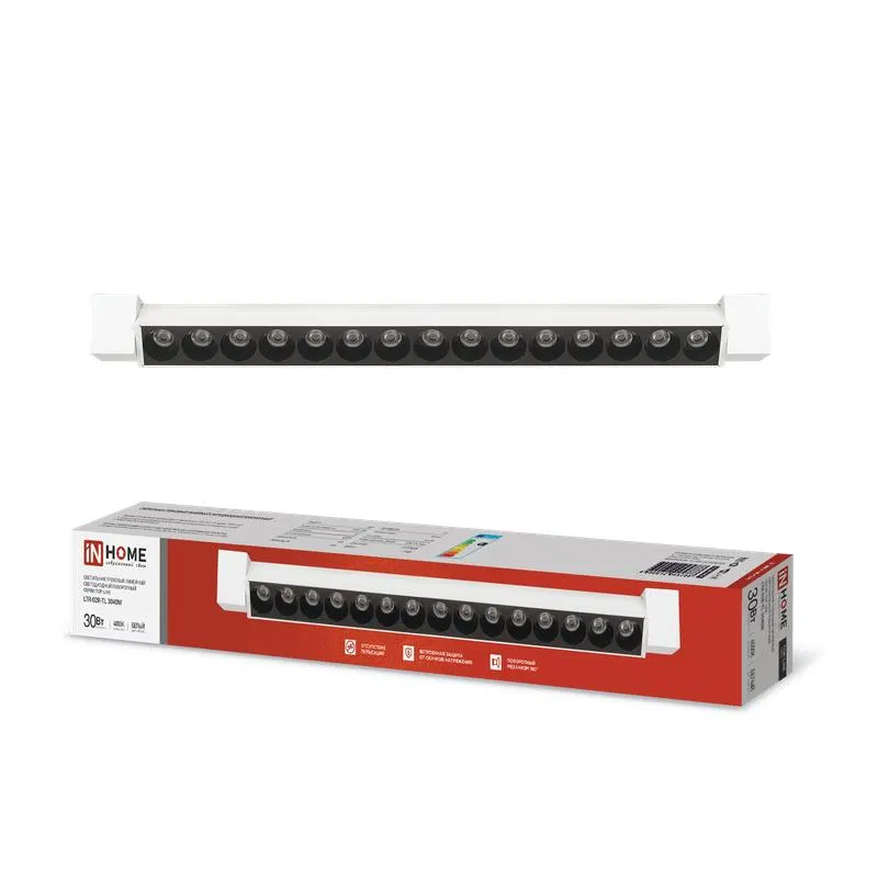 Светильник светодиодный трековый TOP-LINE LTR-02R-TL 30Вт 4000К IP40 3000лм 475мм 24град. линейный поворотн. бел. IN HOME 4690612045788